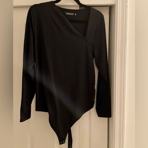 Asymmetrical Long Sleeve Thong Body Suit